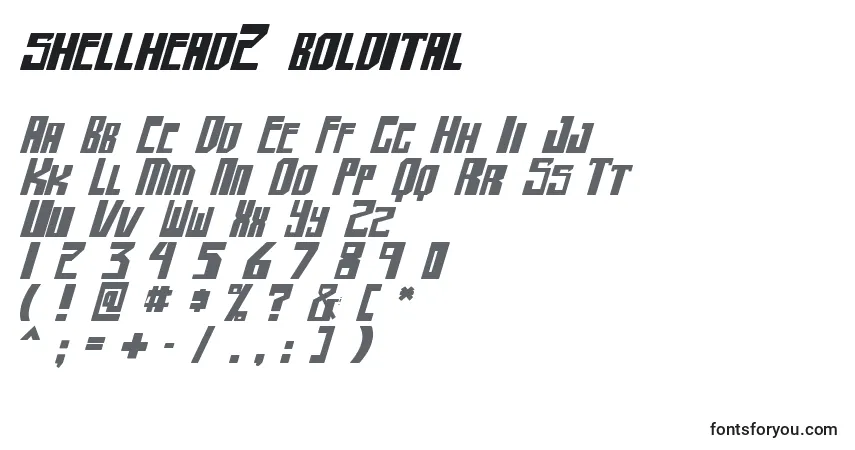 Fuente Shellhead2 boldital - alfabeto, números, caracteres especiales