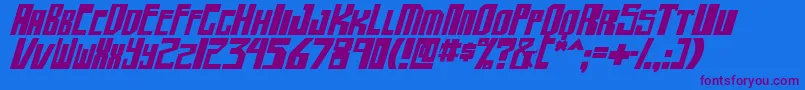 フォントshellhead2 boldital – 紫色のフォント、青い背景