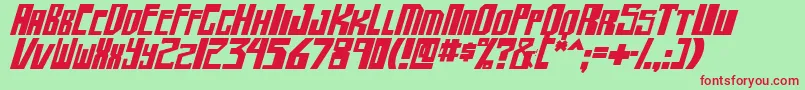 shellhead2 boldital Font – Red Fonts on Green Background