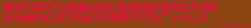 フォントshellhead2 – 赤い文字が茶色の背景にあります。