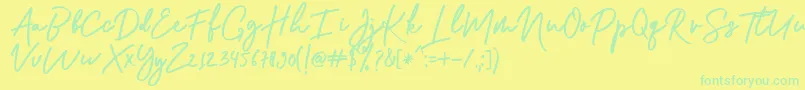 Shellia-Schriftart – Grüne Schriften auf gelbem Hintergrund