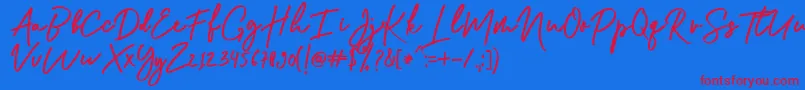 Shellia-Schriftart – Rote Schriften auf blauem Hintergrund