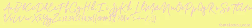 Czcionka Shellia – różowe czcionki na żółtym tle