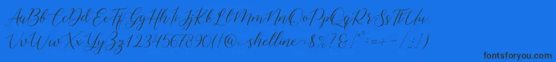 shelline-Schriftart – Schwarze Schriften auf blauem Hintergrund