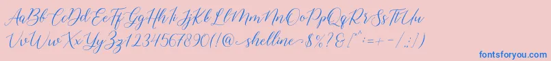 フォントshelline – ピンクの背景に青い文字