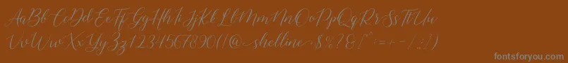 shelline-Schriftart – Graue Schriften auf braunem Hintergrund