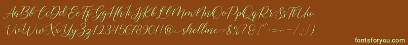 shelline Font – Green Fonts on Brown Background