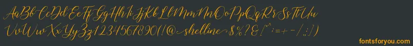 shelline-Schriftart – Orangefarbene Schriften auf schwarzem Hintergrund