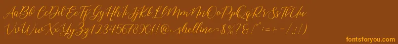 shelline Font – Orange Fonts on Brown Background