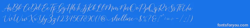 shelline-Schriftart – Rosa Schriften auf blauem Hintergrund