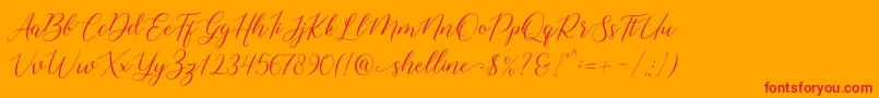 shelline Font – Red Fonts on Orange Background