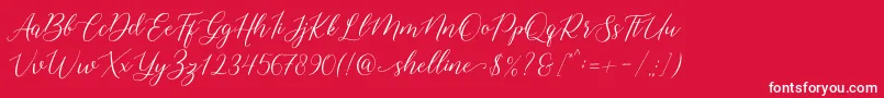 shelline-Schriftart – Weiße Schriften auf rotem Hintergrund