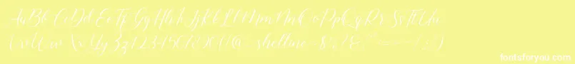 shelline-Schriftart – Weiße Schriften auf gelbem Hintergrund