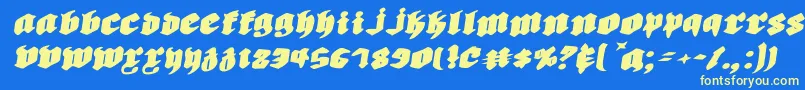フォントBiergartenrie – 黄色の文字、青い背景