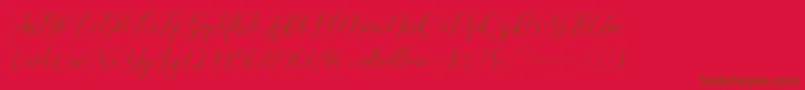 shelline-Schriftart – Braune Schriften auf rotem Hintergrund