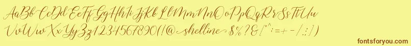 shelline Font – Brown Fonts on Yellow Background