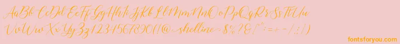 shelline-Schriftart – Orangefarbene Schriften auf rosa Hintergrund