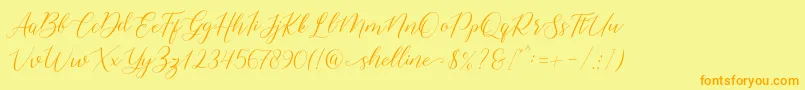 shelline Font – Orange Fonts on Yellow Background