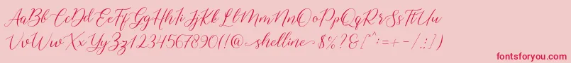 shelline Font – Red Fonts on Pink Background