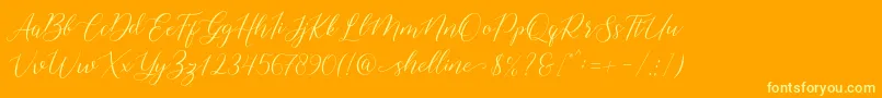 Weitere Informationen zur shelline-Schriftart shelline-Schriftart – Gelbe Schriften auf orangefarbenem Hintergrund