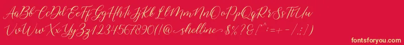 shelline Font – Yellow Fonts on Red Background