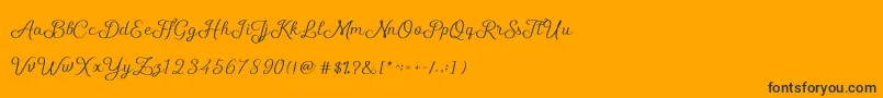 Fonte ShellyScript – fontes pretas em um fundo laranja