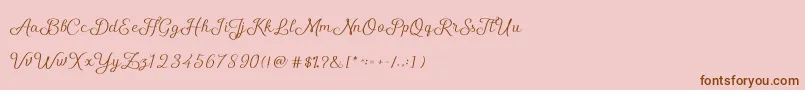 Fonte ShellyScript – fontes marrons em um fundo rosa