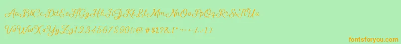 ShellyScript Font – Orange Fonts on Green Background