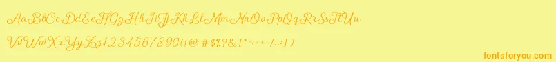 Fonte ShellyScript – fontes laranjas em um fundo amarelo