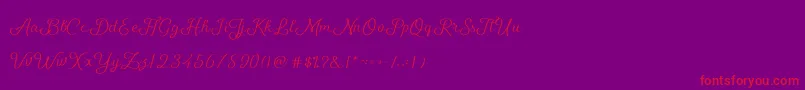 ShellyScript-Schriftart – Rote Schriften auf violettem Hintergrund