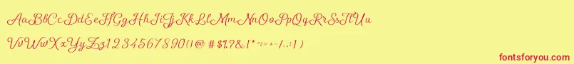 フォントShellyScript – 赤い文字の黄色い背景