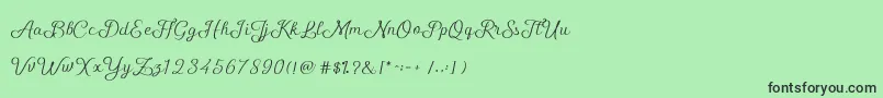 フォントShellyScript – 緑の背景に黒い文字
