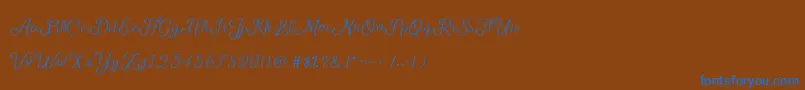 フォントShellyScript – 茶色の背景に青い文字
