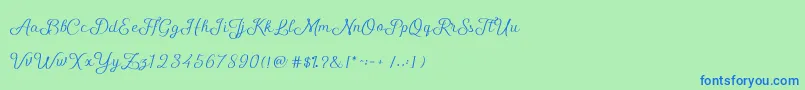 ShellyScript Font – Blue Fonts on Green Background