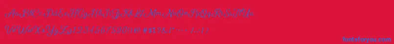 ShellyScript Font – Blue Fonts on Red Background