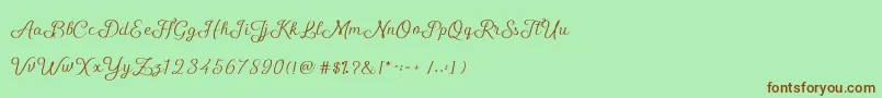 Fonte ShellyScript – fontes marrons em um fundo verde