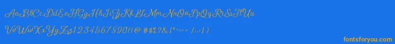 Fonte ShellyScript – fontes laranjas em um fundo azul