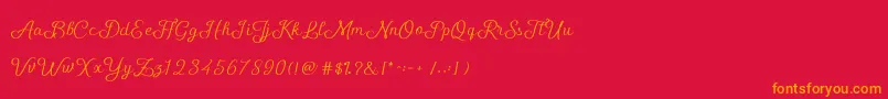 Шрифт ShellyScript – оранжевые шрифты на красном фоне