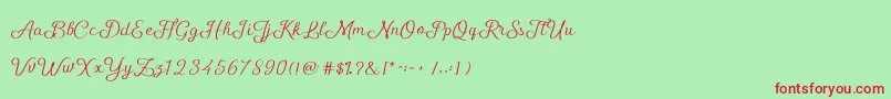 fuente ShellyScript – Fuentes Rojas Sobre Fondo Verde