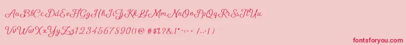 ShellyScript-Schriftart – Rote Schriften auf rosa Hintergrund