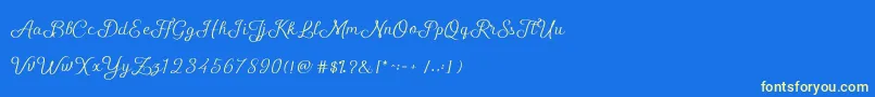 Fonte ShellyScript – fontes amarelas em um fundo azul