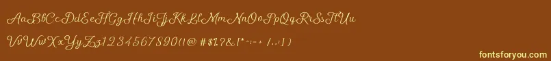 ShellyScript-fontti – keltaiset fontit ruskealla taustalla