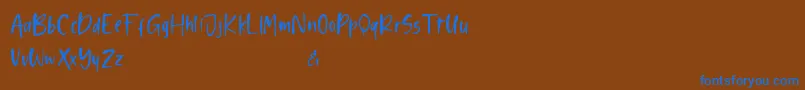 Shelma and Hugie Sans Font – Blue Fonts on Brown Background