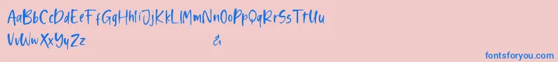 Shelma and Hugie Sans Font – Blue Fonts on Pink Background