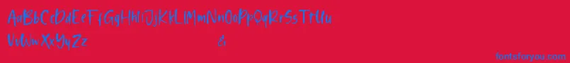 Shelma and Hugie Sans Font – Blue Fonts on Red Background