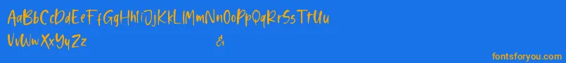 Shelma and Hugie Sans Font – Orange Fonts on Blue Background