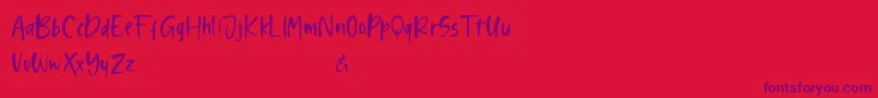 Shelma and Hugie Sans-Schriftart – Violette Schriften auf rotem Hintergrund