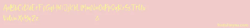 Shelma and Hugie Sans-Schriftart – Gelbe Schriften auf rosa Hintergrund