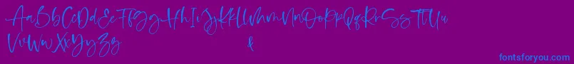 Shelma and Hugie-Schriftart – Blaue Schriften auf violettem Hintergrund