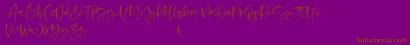 Shelma and Hugie-Schriftart – Braune Schriften auf violettem Hintergrund